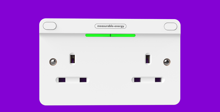 measurable.energy plug socket with a green LED light.