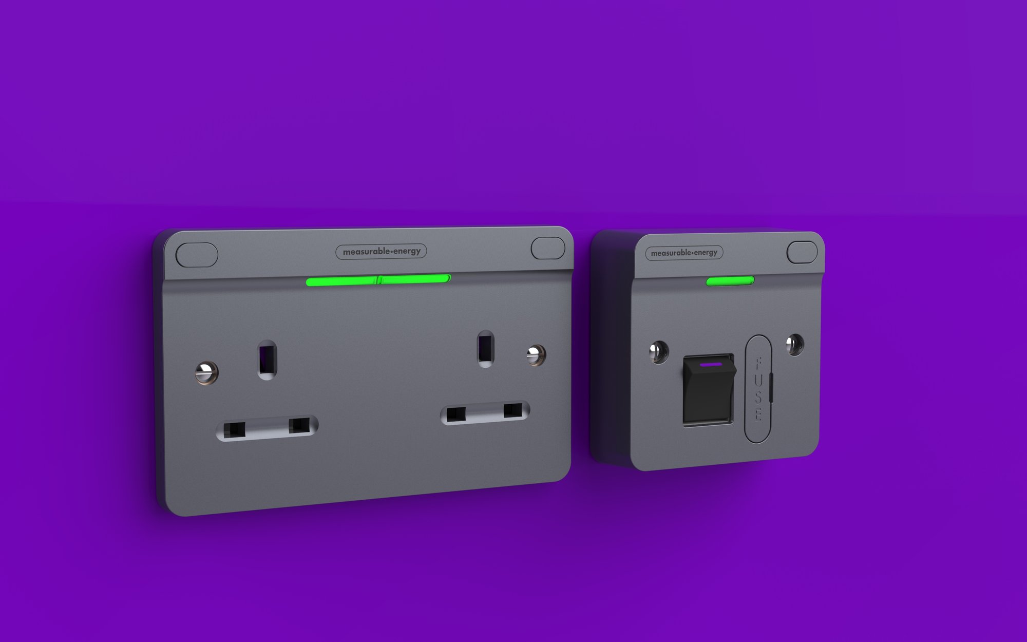 measurable.energy plug socket and FCU in the colour grey.