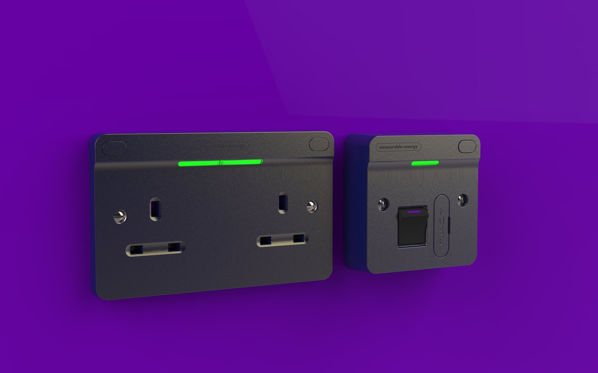 measurable.energy plug socket and FCU in the colour northern lights.