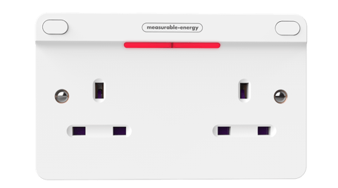 measurable.energy socket with red LED indicator light.