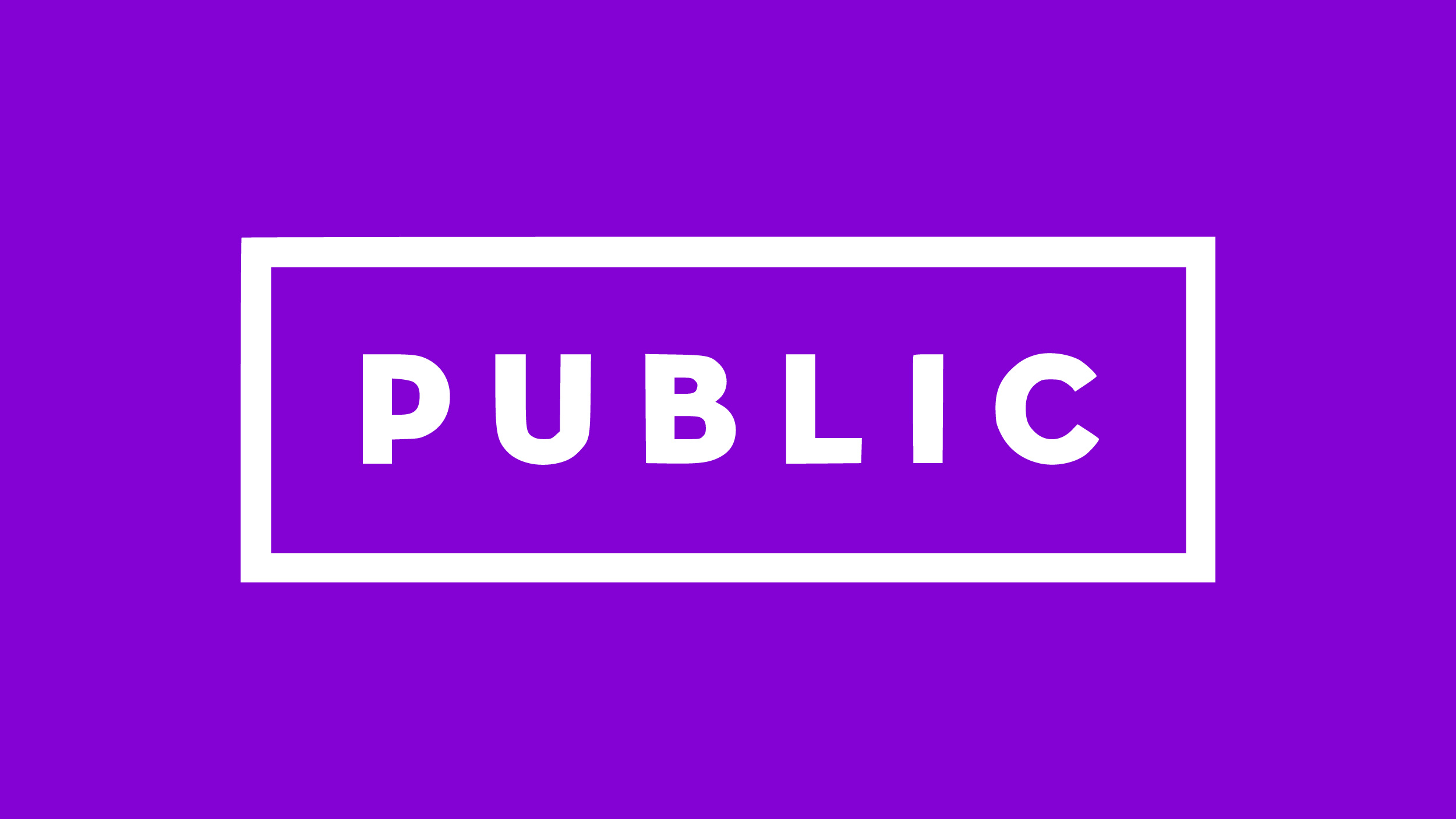 Public logo on a purple background.
