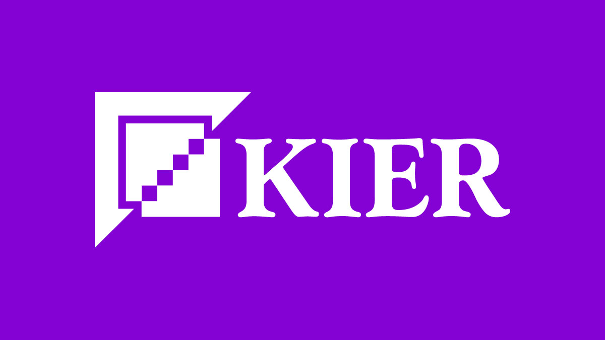 kier group logo on a purple background.